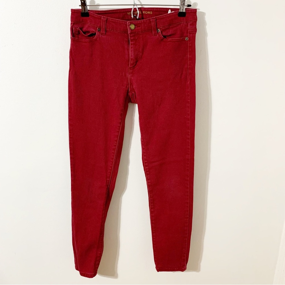 Michael Kors 100% Cotton Skinny Jeans Red Color Five Pocket Styling ❤️ Size 4